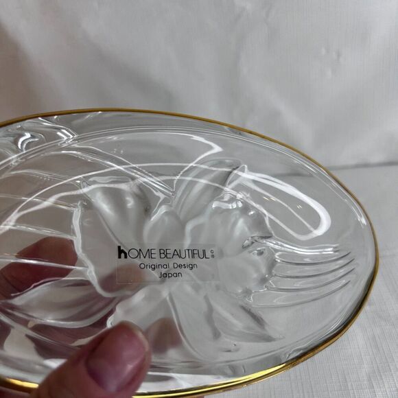 Home Beautiful NEW Orchid Splendor Oval Candy Dish Trinket Bowl Gold Rim - Picture 10 of 11